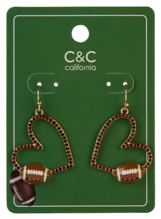 Thumbnail 1: C&C California Brown Crystal Game Day Heart Earrings  