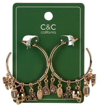 Thumbnail 1: C&C California Game Day Hoop Earrings w/ Charms 