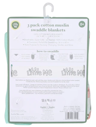 Thumbnail 2: Little Me 3 Pk Cotton Muslin Swaddle Blankets 