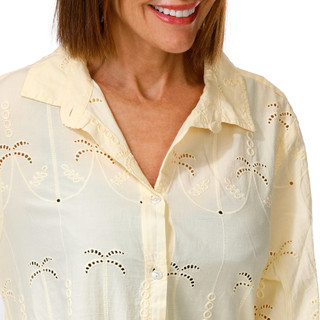 Thumbnail 3: Goa Beachwear by Japna Women's Embroidered Eyelet Button Down Swimsuit Cover Up 