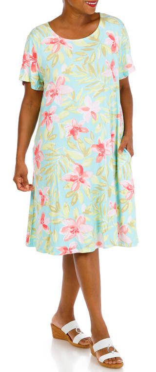 Thumbnail 1: HARLOW & ROSE Plus Short Sleeve Print Swing Dress 