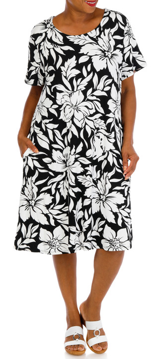 Thumbnail 1: HARLOW & ROSE Plus Short Sleeve Print Swing Dress 