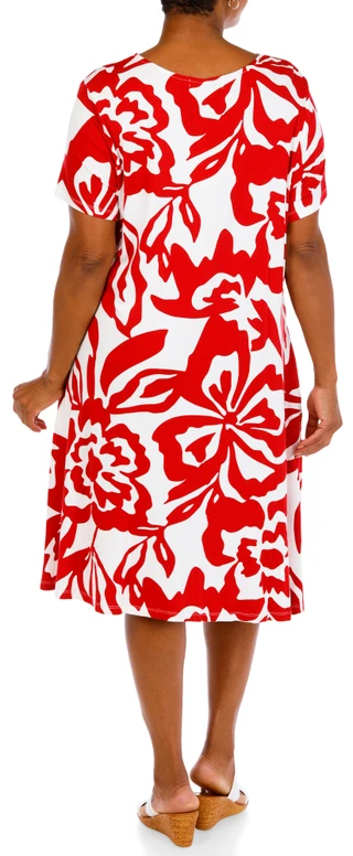 Thumbnail 2: HARLOW & ROSE Plus Short Sleeve Print Swing Dress 