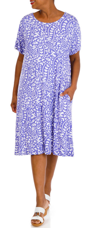 Thumbnail 1: HARLOW & ROSE Plus Short Sleeve Print Swing Dress 