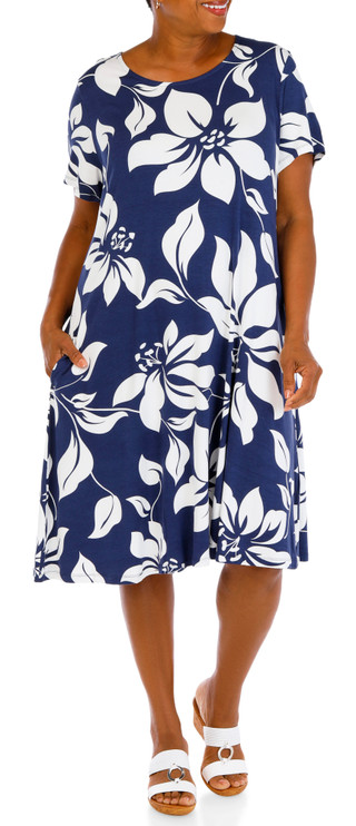 Thumbnail 1: HARLOW & ROSE Plus Short Sleeve Print Swing Dress 