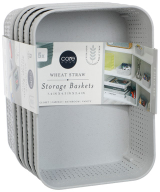 Thumbnail 2: CORE HOME 5 Pk Wheat Straw Storage Baskets 