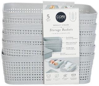 Thumbnail 3: CORE HOME 5 Pk Wheat Straw Storage Baskets 