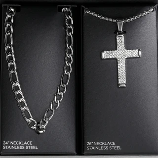 Thumbnail 3: AMERICAN EXCHANGE Men's 2 Pk Stainless Steel Necklace Set 
