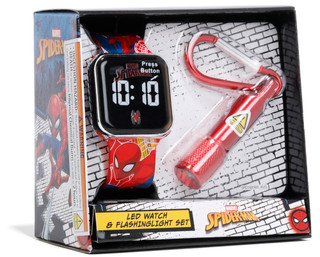 Thumbnail 1: Marvel Boys Spider-Man LED Watch & Flashlight Set 