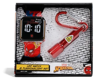 Thumbnail 2: Marvel Boys Spider-Man LED Watch & Flashlight Set 