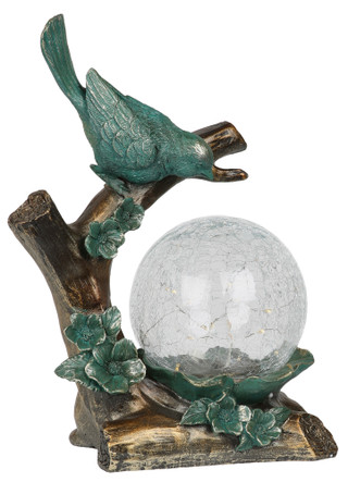 Thumbnail 1: TURTLE KING CORP 14 in Bird on Branch Figurine with Glass Orb Home Accent 