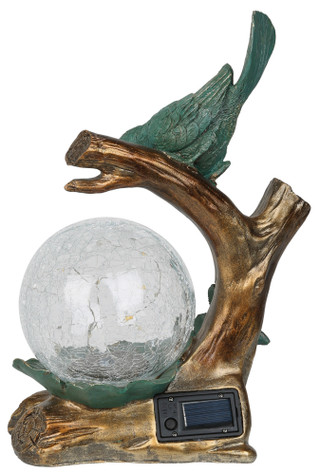 Thumbnail 2: TURTLE KING CORP 14 in Bird on Branch Figurine with Glass Orb Home Accent 