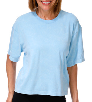 Thumbnail 1: HARMONY & BALANCE Women's Short Sleeve Boxy Washed Top 