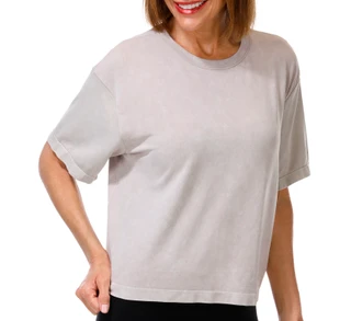 Thumbnail 1: HARMONY & BALANCE Women's Short Sleeve Boxy Washed Top 