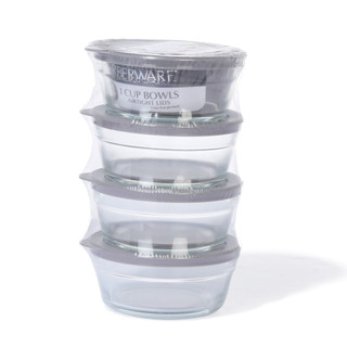 Thumbnail 3: Farberware 4 Pk Stacked Round Glass Food Storage Bowls 