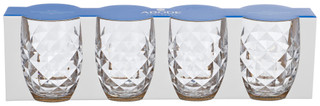 Thumbnail 1: ABODE 4 Pk Diamond Cut Stemless Wine Glasses 