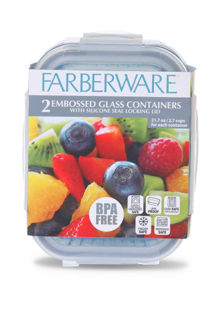 Thumbnail 1: Farberware 2 Pk Embossed Glass Food Storage Containers 