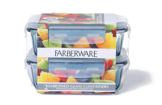 Thumbnail 3: Farberware 2 Pk Embossed Glass Food Storage Containers 