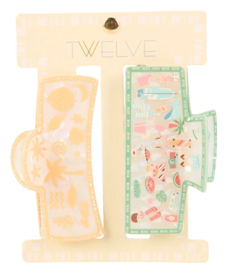 Thumbnail 1: TWELVE 2 Pk Hair Claw Clips 