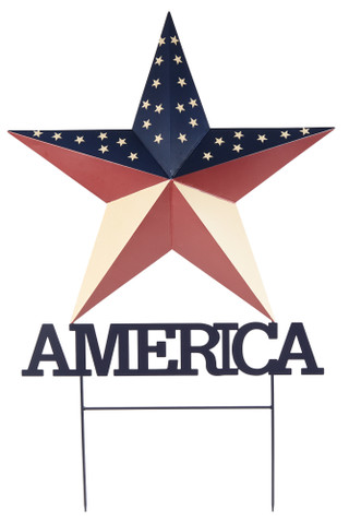 Thumbnail 1: Zaer Ltd. 24x38 Americana Metal Star Garden Stake 