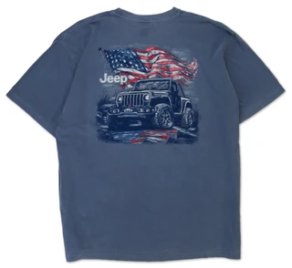 Thumbnail 2: Jedco Big Men's Americana Jeep with Flag Graphic Tee 