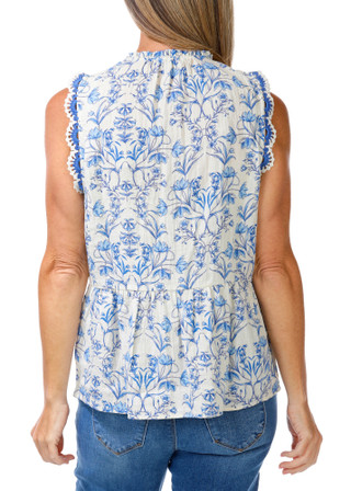 Thumbnail 2: 1. State Women's Crochet Trimmed Tiered Tie Neck Top 