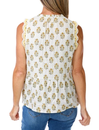 Thumbnail 2: 1. State Women's Crochet Trimmed Tiered Tie Neck Top 