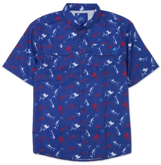 Thumbnail 1: Guy Harvey Men's Americana Button Down 2 Pocket Gamefish Shirt 