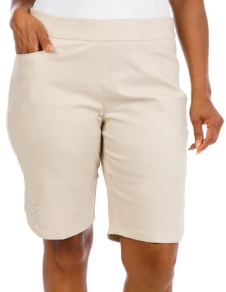 Thumbnail 1: Coral Bay Plus Rhinestone Dolphin Hem Shorts 