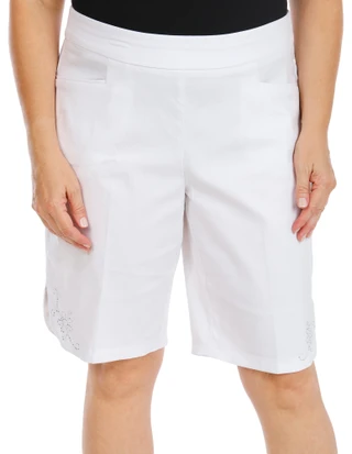 Thumbnail 1: Coral Bay Women's Plus Rhinestone Dolphin Hem Shorts 