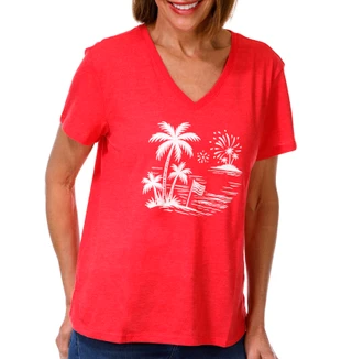 Thumbnail 1: REEL LEGENDS Women's Short Sleeve V Neck Graphic Tee 