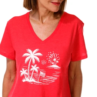 Thumbnail 3: REEL LEGENDS Women's Short Sleeve V Neck Graphic Tee 