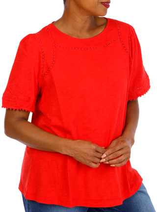 Thumbnail 2: Coral Bay Plus Short Sleeve Lace Trim Top 
