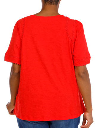 Thumbnail 3: Coral Bay Plus Short Sleeve Lace Trim Top 