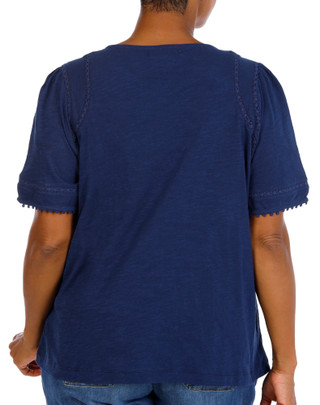 Thumbnail 2: Coral Bay Plus Short Sleeve Lace Trim Top 