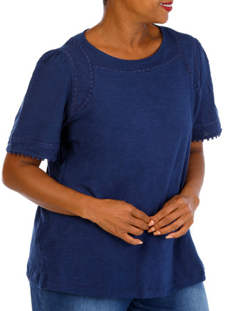 Thumbnail 4: Coral Bay Plus Short Sleeve Lace Trim Top 