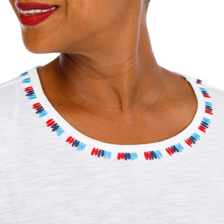 Thumbnail 6: Coral Bay Plus Short Sleeve Embroidered Neck Top 