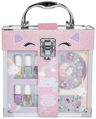 Thumbnail 1: Girls Makeup & Nail Train Case Set 