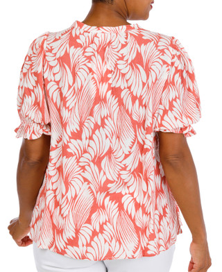 Thumbnail 2: Coral Bay Plus Short Sleeve Pintuck Print Top 