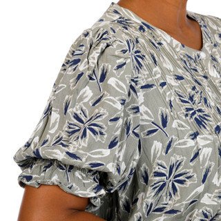Thumbnail 2: Coral Bay Plus Short Sleeve Pintuck Print Top 