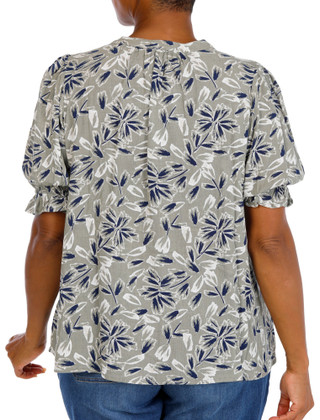 Thumbnail 3: Coral Bay Plus Short Sleeve Pintuck Print Top 