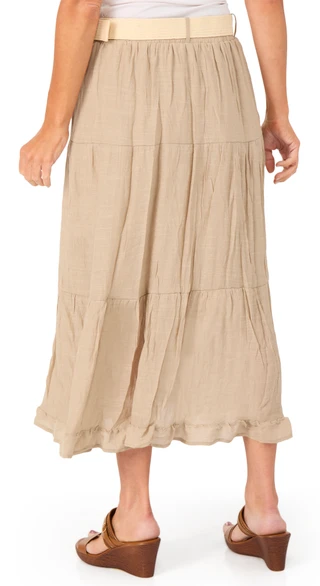Thumbnail 2: Ana & Rose Women's Belted Tiered Maxi Skirt 