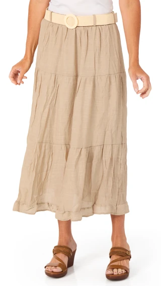 Thumbnail 1: Ana & Rose Women's Belted Tiered Maxi Skirt 