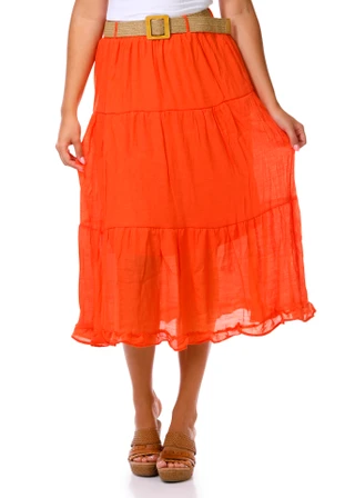 Thumbnail 1: Ana & Rose Women's Belted Tiered Maxi Skirt 