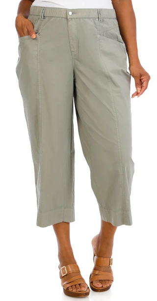 Thumbnail 1: Coral Bay Plus Stretch Poplin Capris 