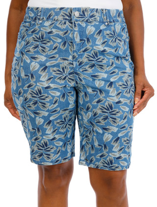 Thumbnail 1: Coral Bay Plus Floral Denim Shorts 