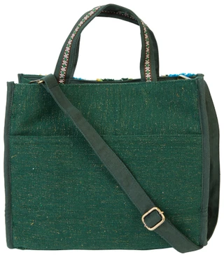 Thumbnail 2: AMERICA AND BEYOND Evergreen Monstera Embellished Bag 