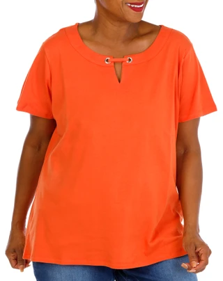 Thumbnail 1: Coral Bay Plus Split Grommet Neck Top 