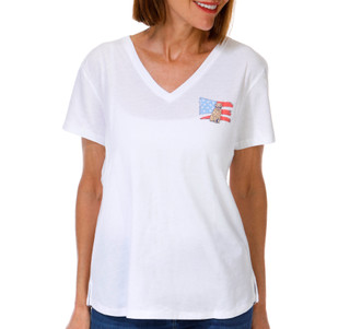 Thumbnail 4: REEL LEGENDS Women's Short Sleeve V Neck Graphic Tee 