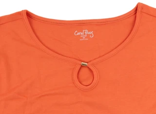 Thumbnail 2: Coral Bay Plus Short Sleeve Hardware Keyhole Neck Top 